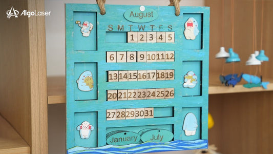 grabado calendario de madera de pino grueso