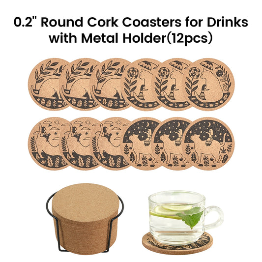 0.2" Round Cork Coasters (12pcs)