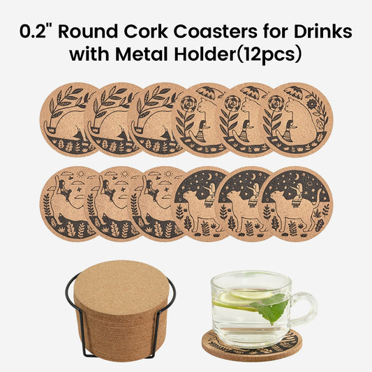 0.2" Round Cork Coasters (12pcs)