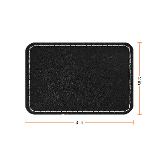 Rectangular PU Patch Black Engraves to Silver (10 pcs)