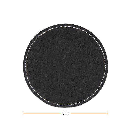 Circular PU Patch  Black Engraves to Gold (10 Pcs)