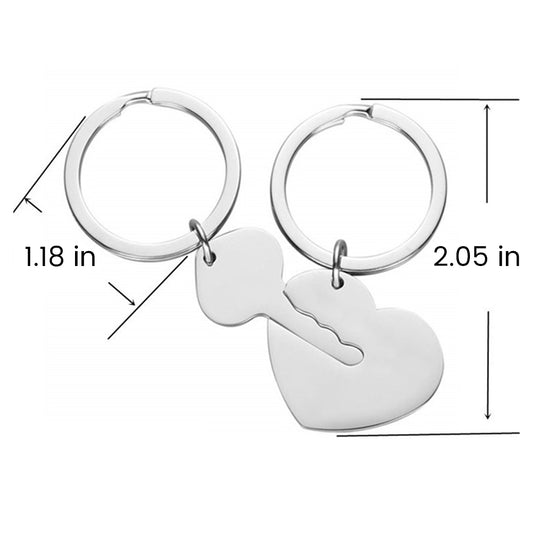 Stainless Steel Heart and Key Keychain Set ( 9PCS)