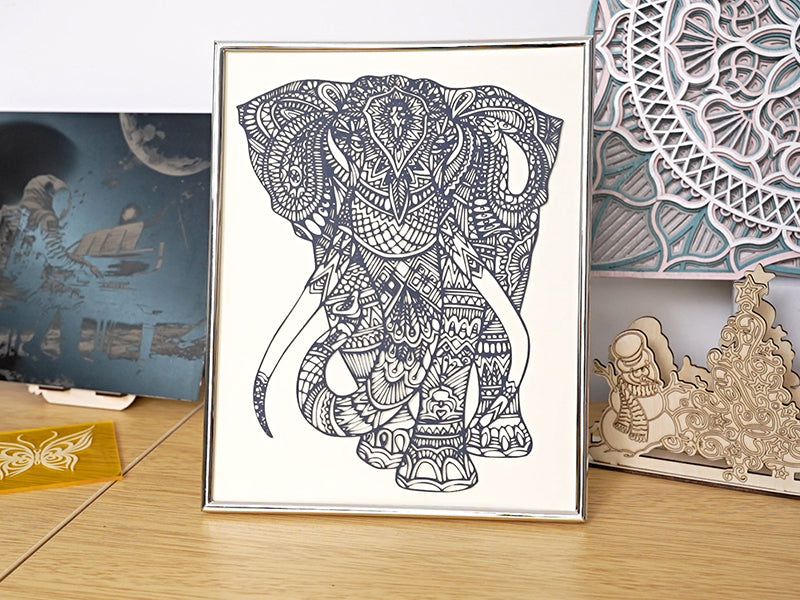 Laser Cut Elephant Paper Painting 07