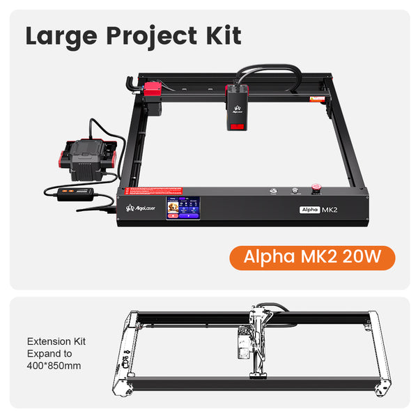 Grabador láser de diodo extendido Alpha MK2 de 20 W (15,7″ x 33,5″)