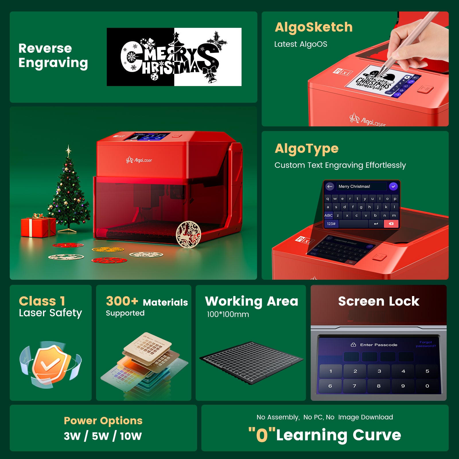 AlgoLaser Pixi Smart Laser Engraver with Enclosure