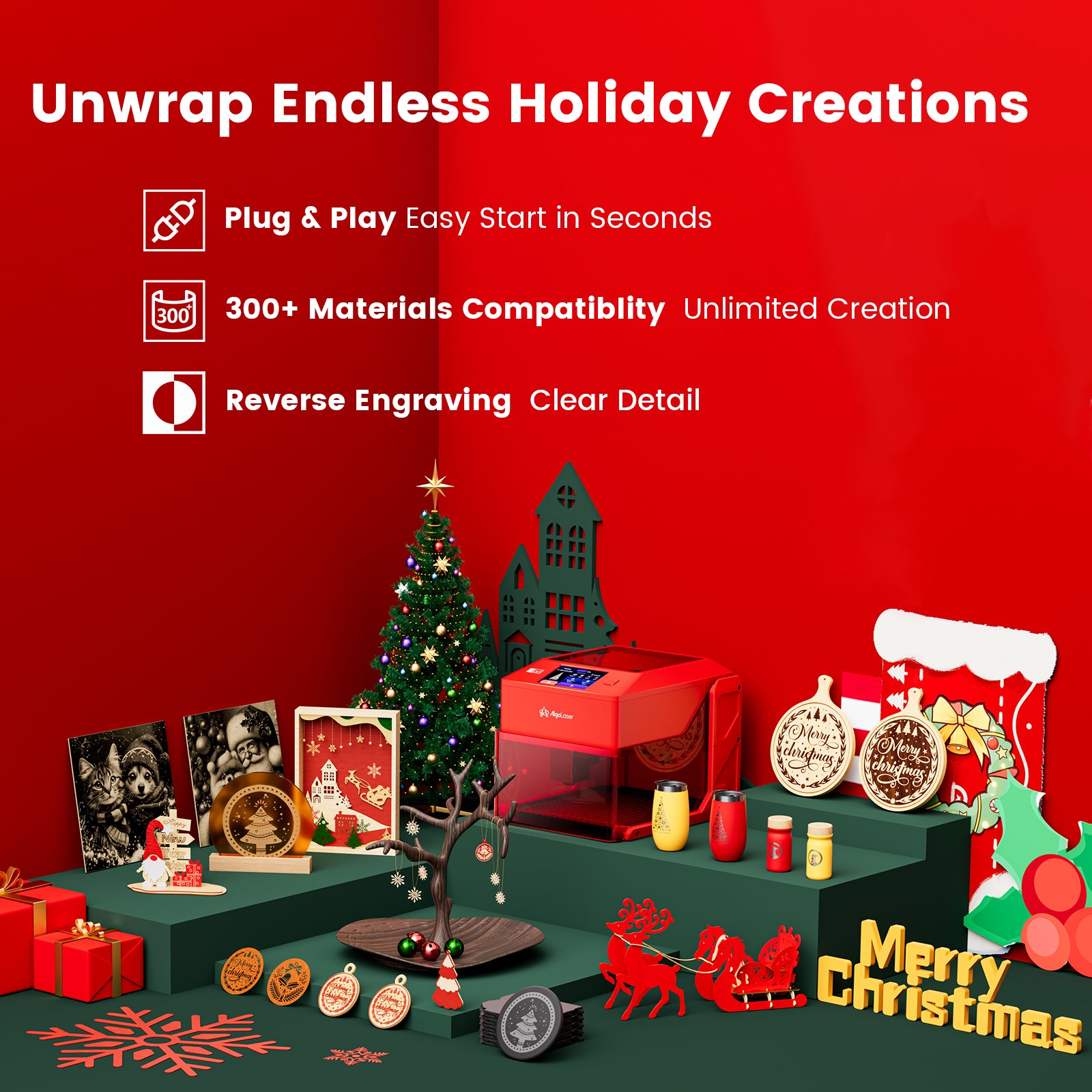 AlgoLaser Pixi Smart Laser Engraver with Enclosure