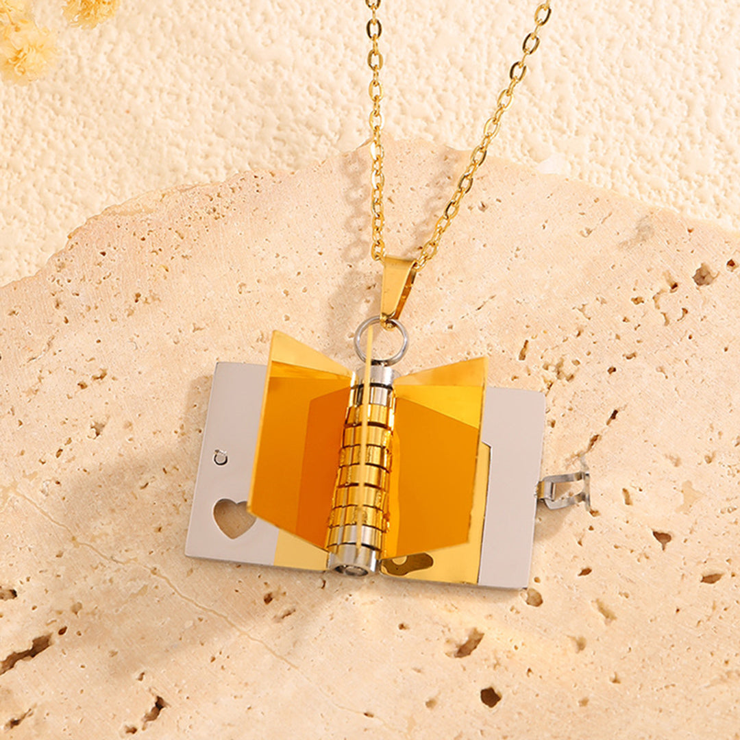 Mixed Color Stainless Steel Book Locket Necklace (3PCS)