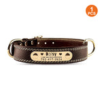 Collar de cuero para perro con grabado láser (marrón, M)