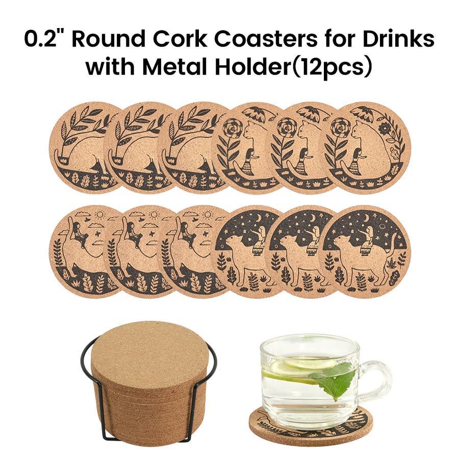 0.2" Round Cork Coasters (12pcs)