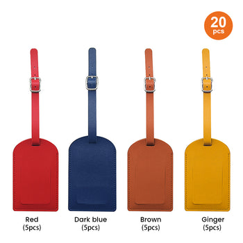 Etiquetas para equipaje de cuero sintético de colores variados (20 unidades)