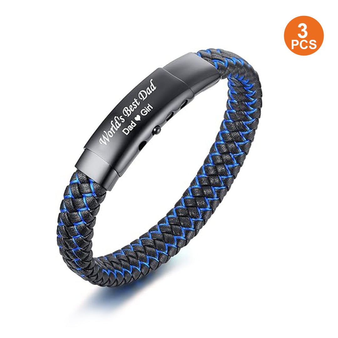 Brazalete ajustable trenzado a mano (3 piezas)