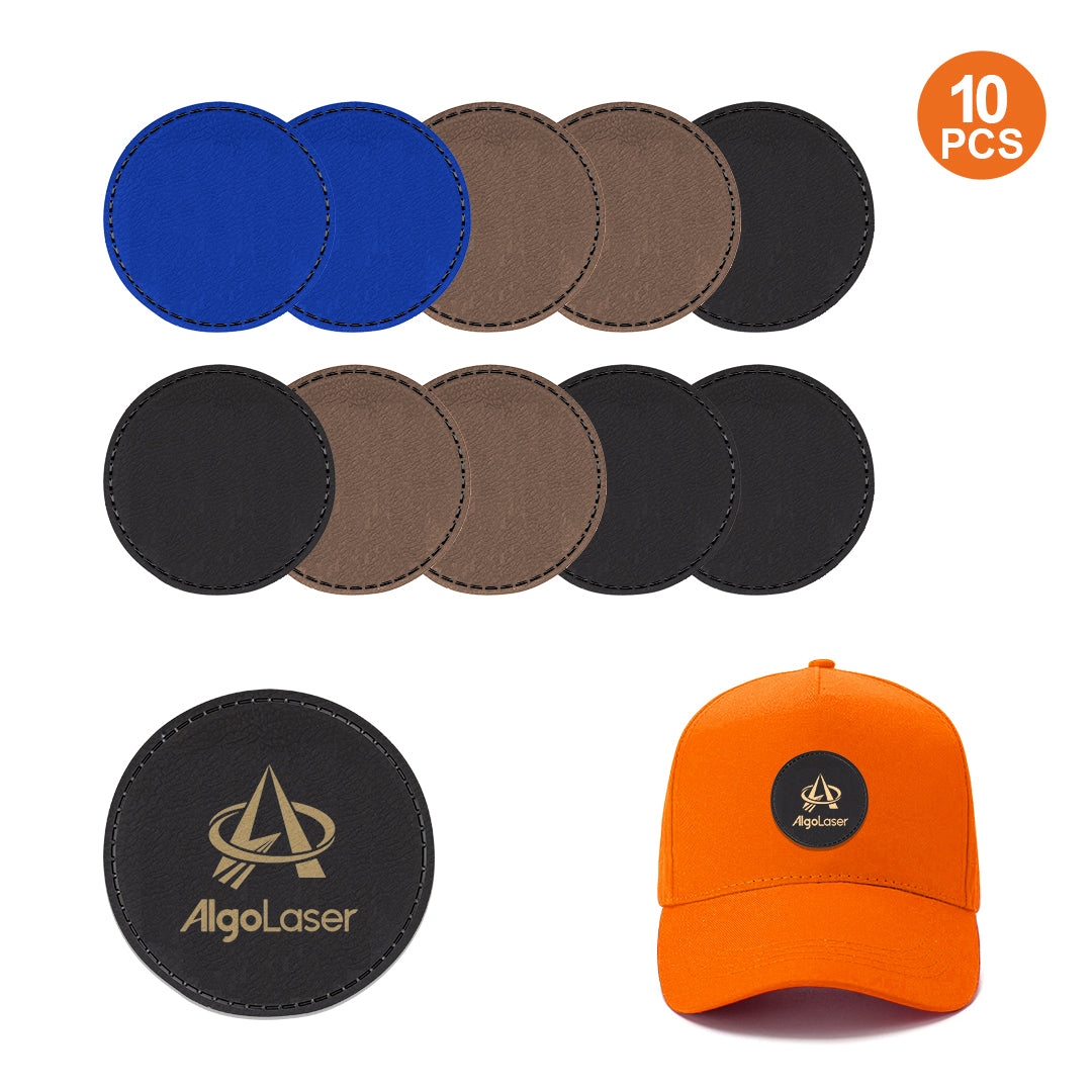 Circular PU Patch  Black Engraves to Gold (10 Pcs)