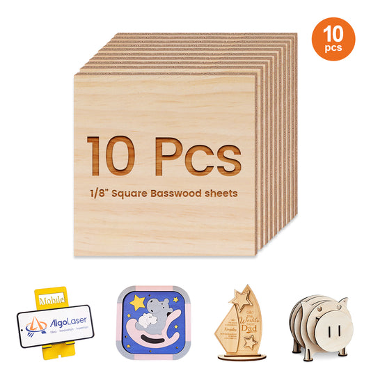 Hojas de madera cuadrada de 1/8 &quot;(10pcs)