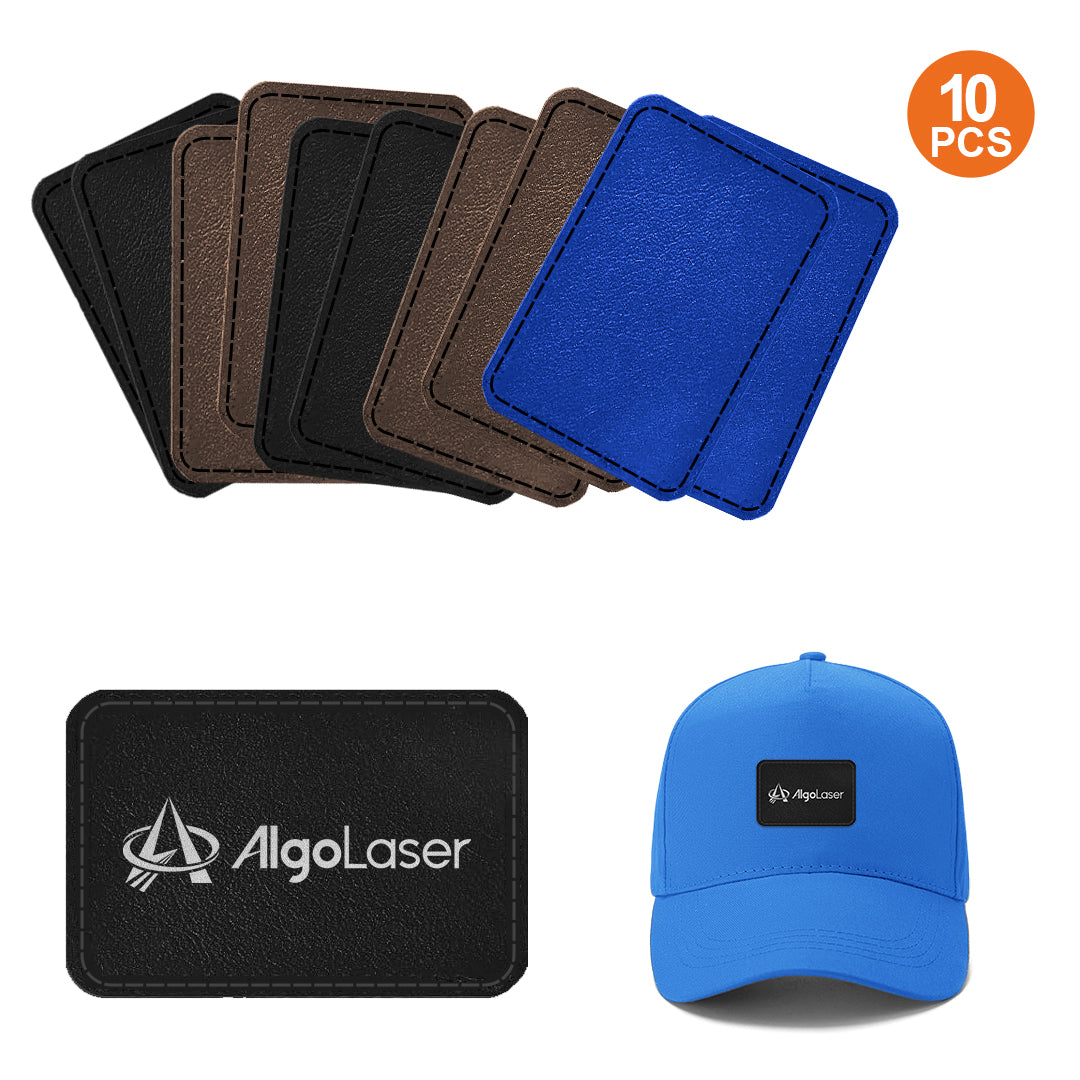 Rectangular PU Patch Black Engraves to Silver (10 pcs)