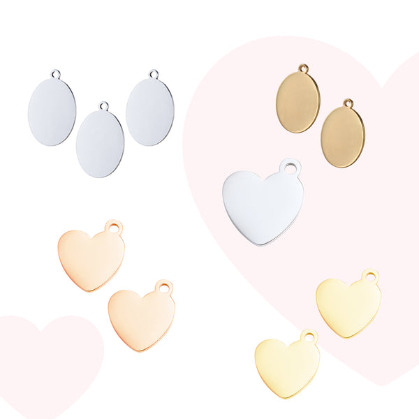 AlgoLaser Stainless Steel Heart Shape and Round Shape Tag Set