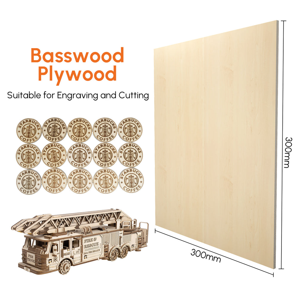 AlgoLaser Basswood Plywood Sheets (10pcs)