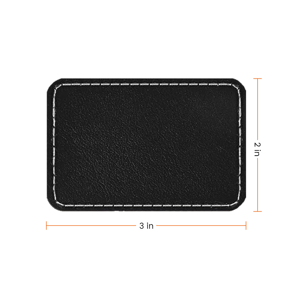Rectangular PU Patch Black Engraves to Silver (10 pcs)