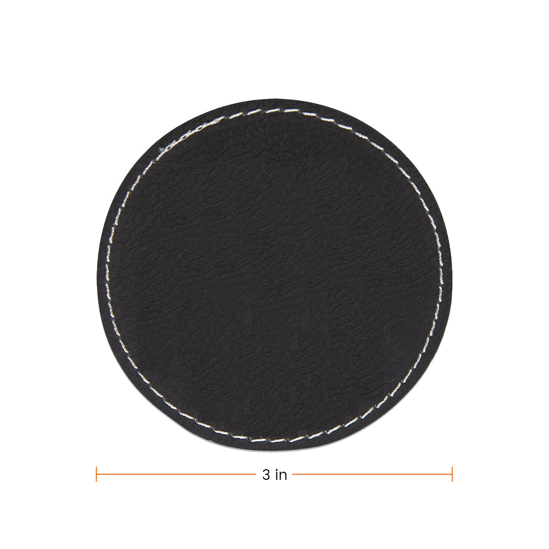 Circular PU Patch  Black Engraves to Gold (10 Pcs)