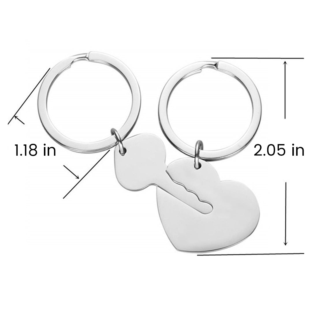 Stainless Steel Heart and Key Keychain Set ( 9PCS)