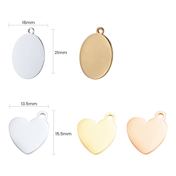 AlgoLaser Stainless Steel Heart Shape and Round Shape Tag Set