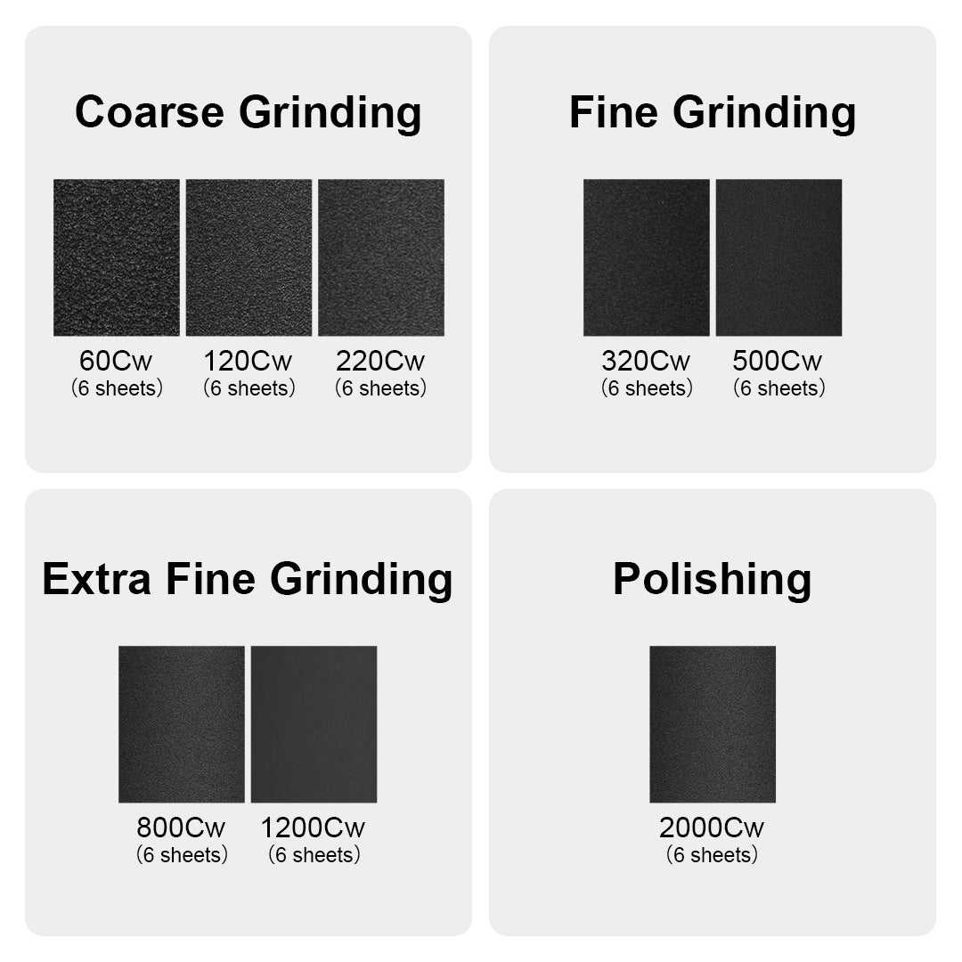 60~2000 Assorted Grit Sandpaper Sheets (Every 4 PCS)