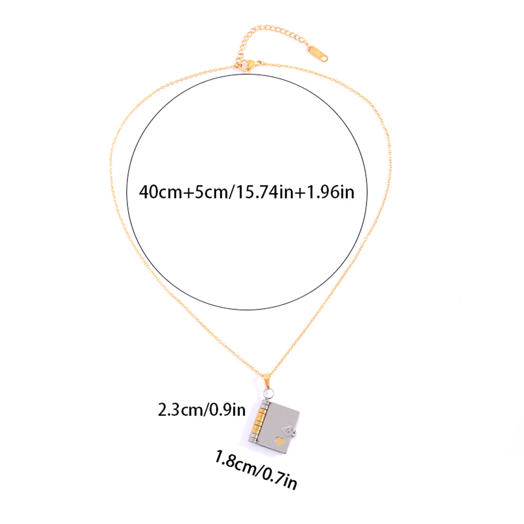 Mixed Color Stainless Steel Book Locket Necklace (3PCS)