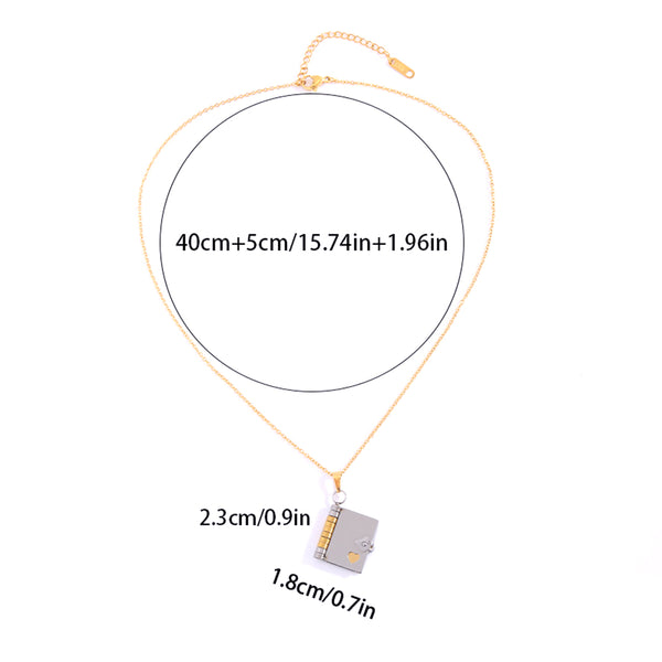 Mixed Color Stainless Steel Book Locket Necklace (3PCS)