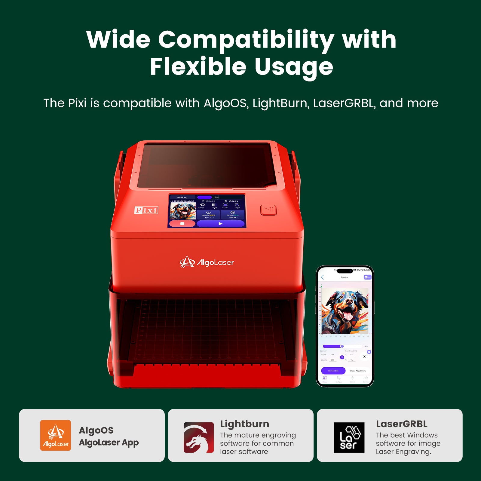 AlgoLaser Pixi Smart Laser Engraver with Enclosure