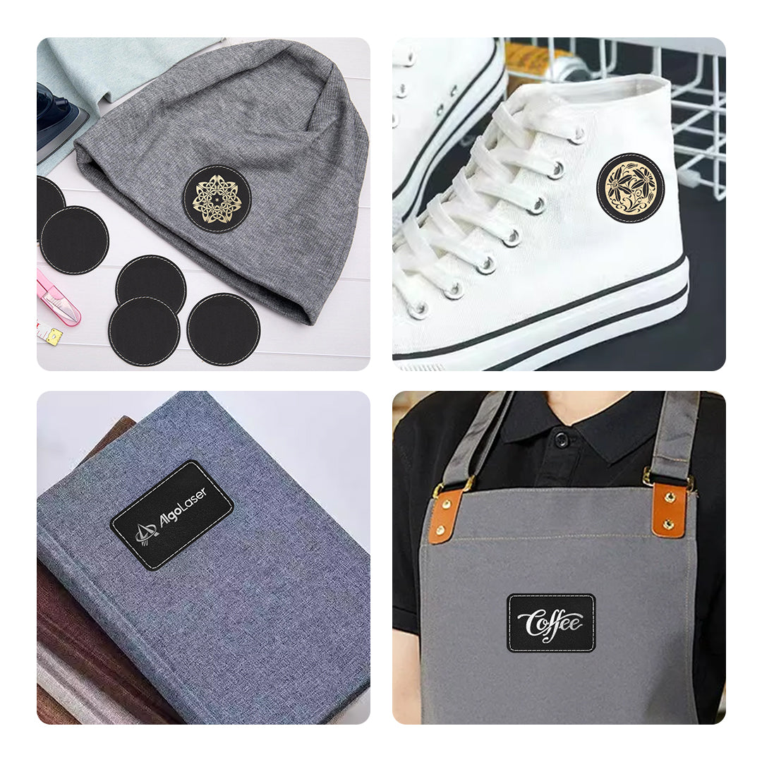 Rectangular PU Patch Black Engraves to Silver (10 pcs)