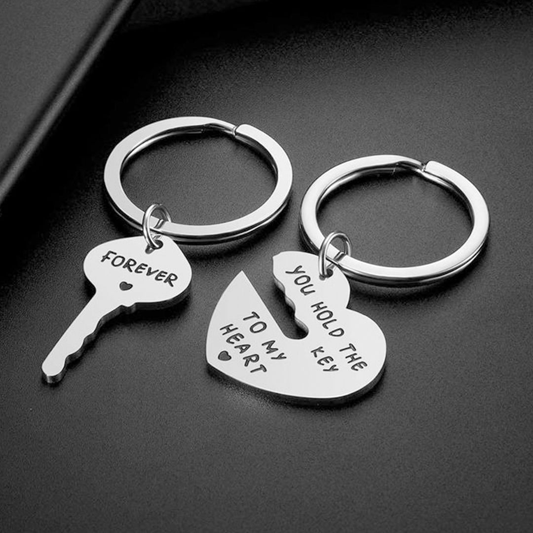Stainless Steel Heart and Key Keychain Set ( 9PCS)