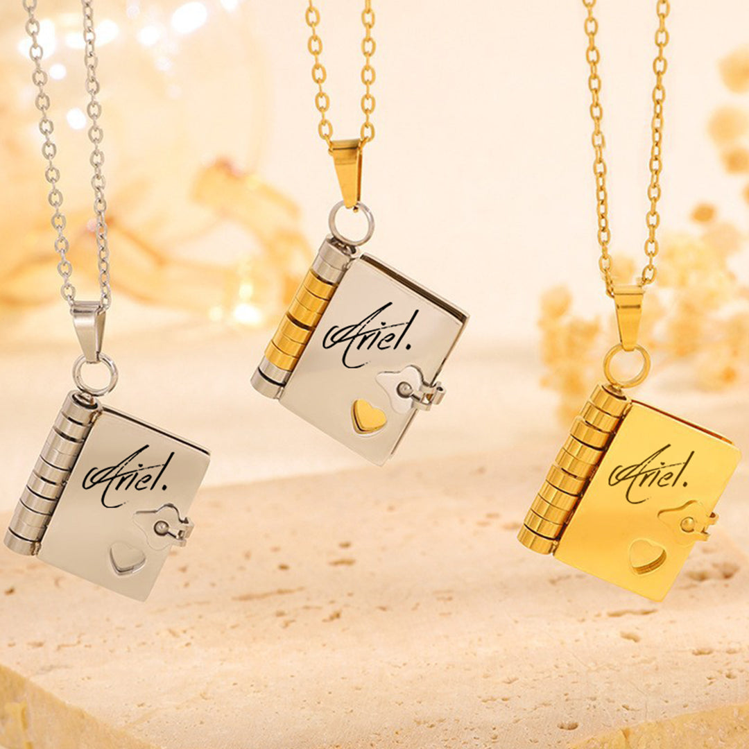 Mixed Color Stainless Steel Book Locket Necklace (3PCS)