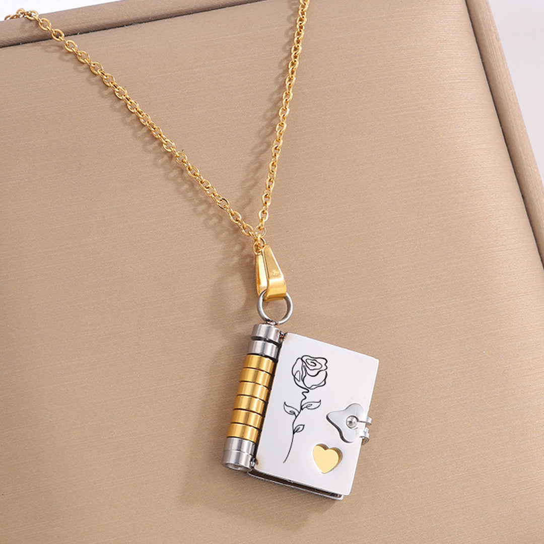Mixed Color Stainless Steel Book Locket Necklace (3PCS)