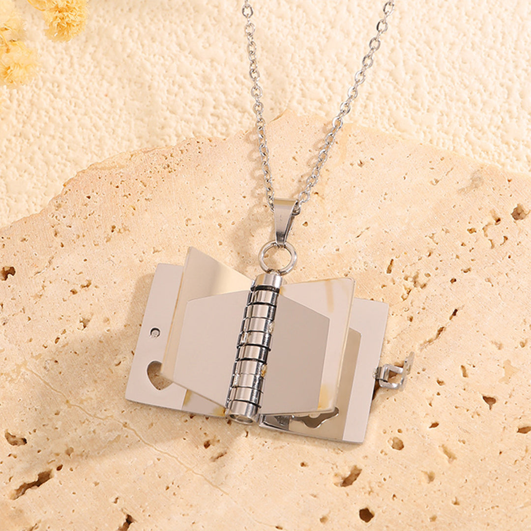 Mixed Color Stainless Steel Book Locket Necklace (3PCS)