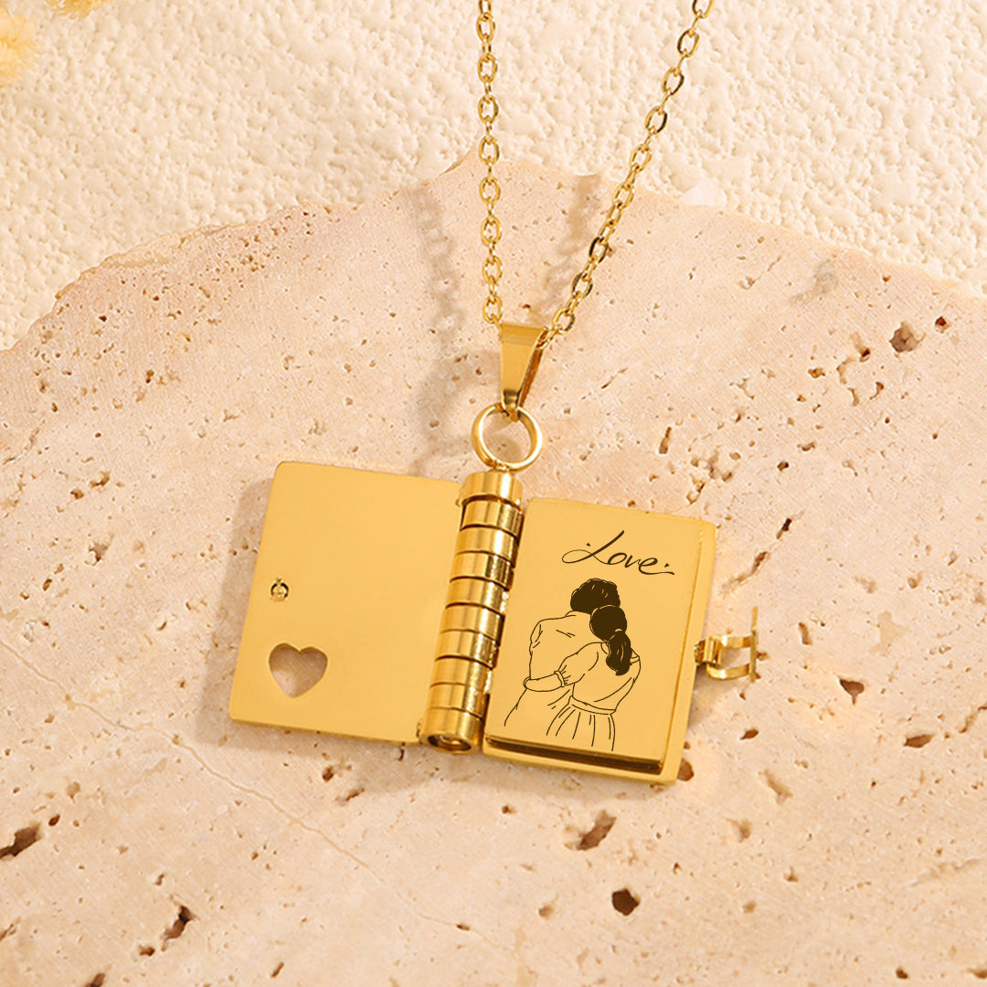 Mixed Color Stainless Steel Book Locket Necklace (3PCS)