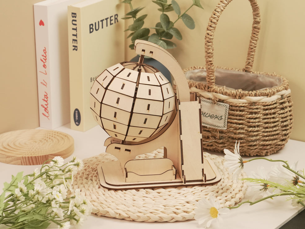 Laser Cut Globe Shaped Phone Holder