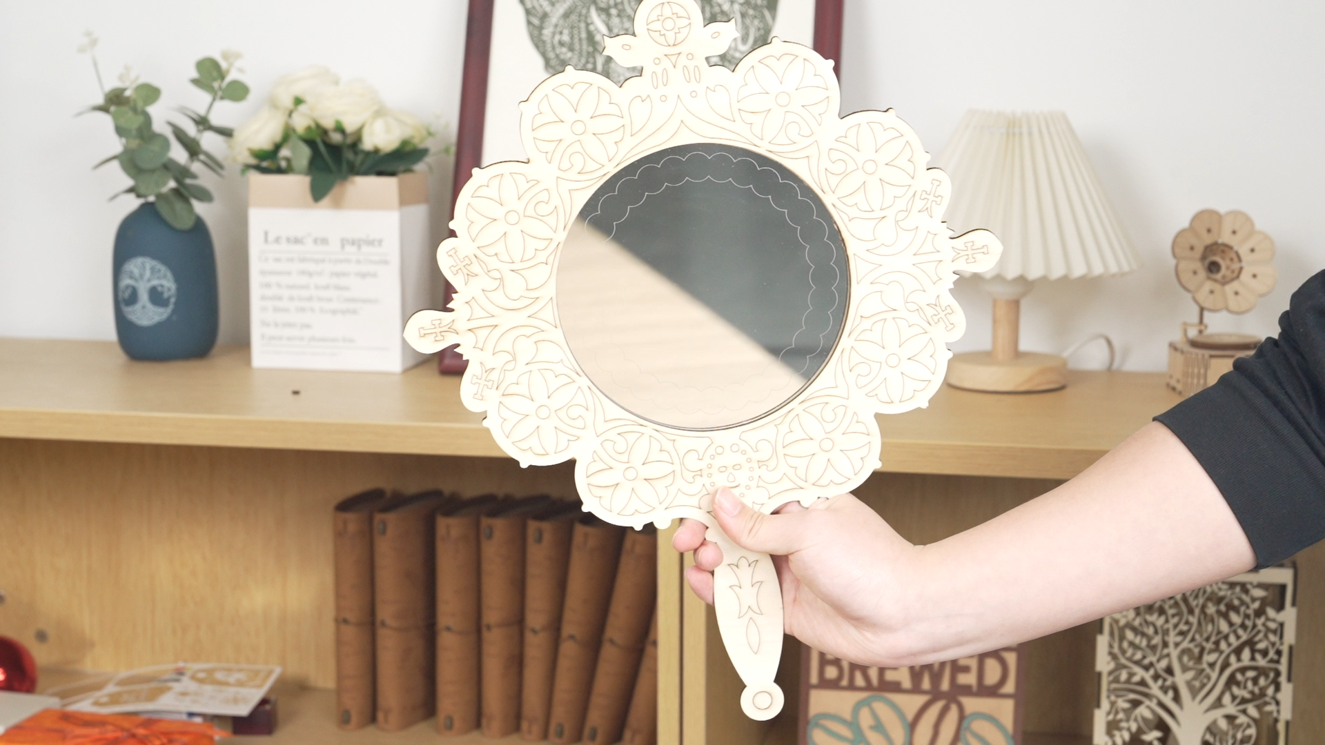 Cómo cortar con láser un hermoso espejo a partir de madera contrachapada de 3 mm 00