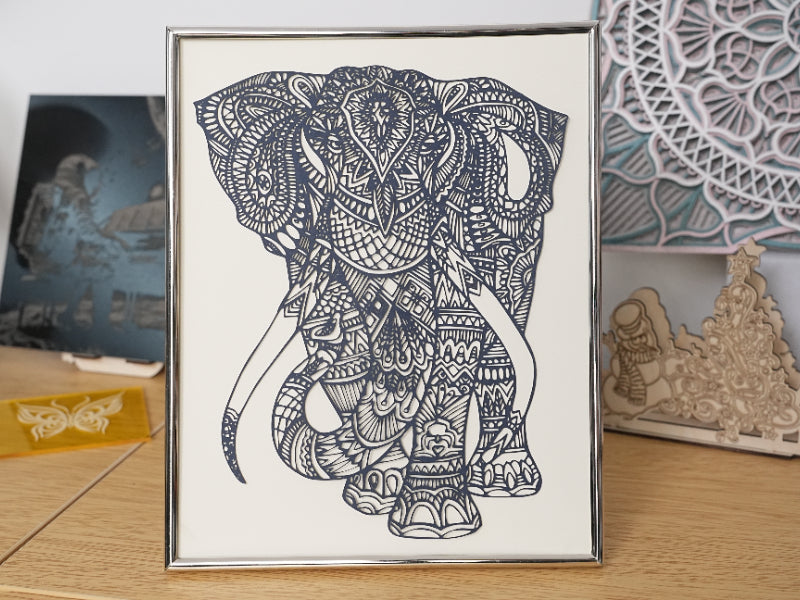 Laser Cut Elephant Paper Painting