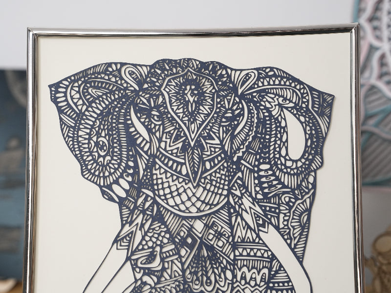 Laser Cut Elephant Paper Painting