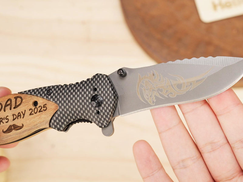 Laser Engraved Father's Day Metal Pocket Knife