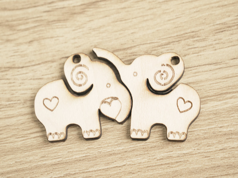 Juego de llaveros de elefante personalizados cortados con láser