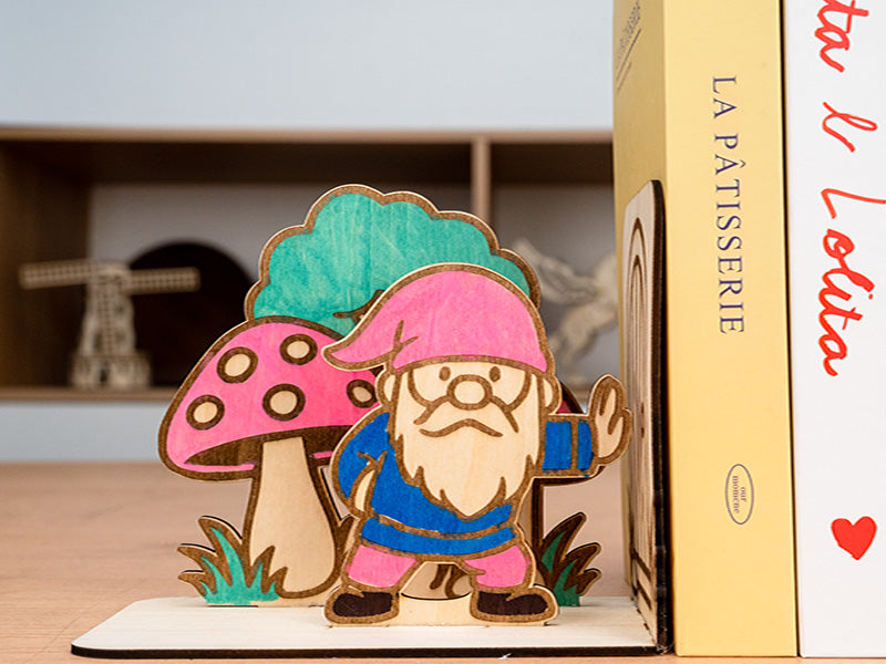 Sujetalibros de madera cortados con láser