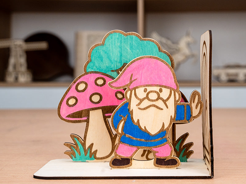 Sujetalibros de madera cortados con láser