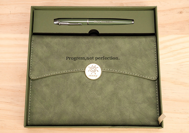 Conjunto de diario de cuero láser grabador