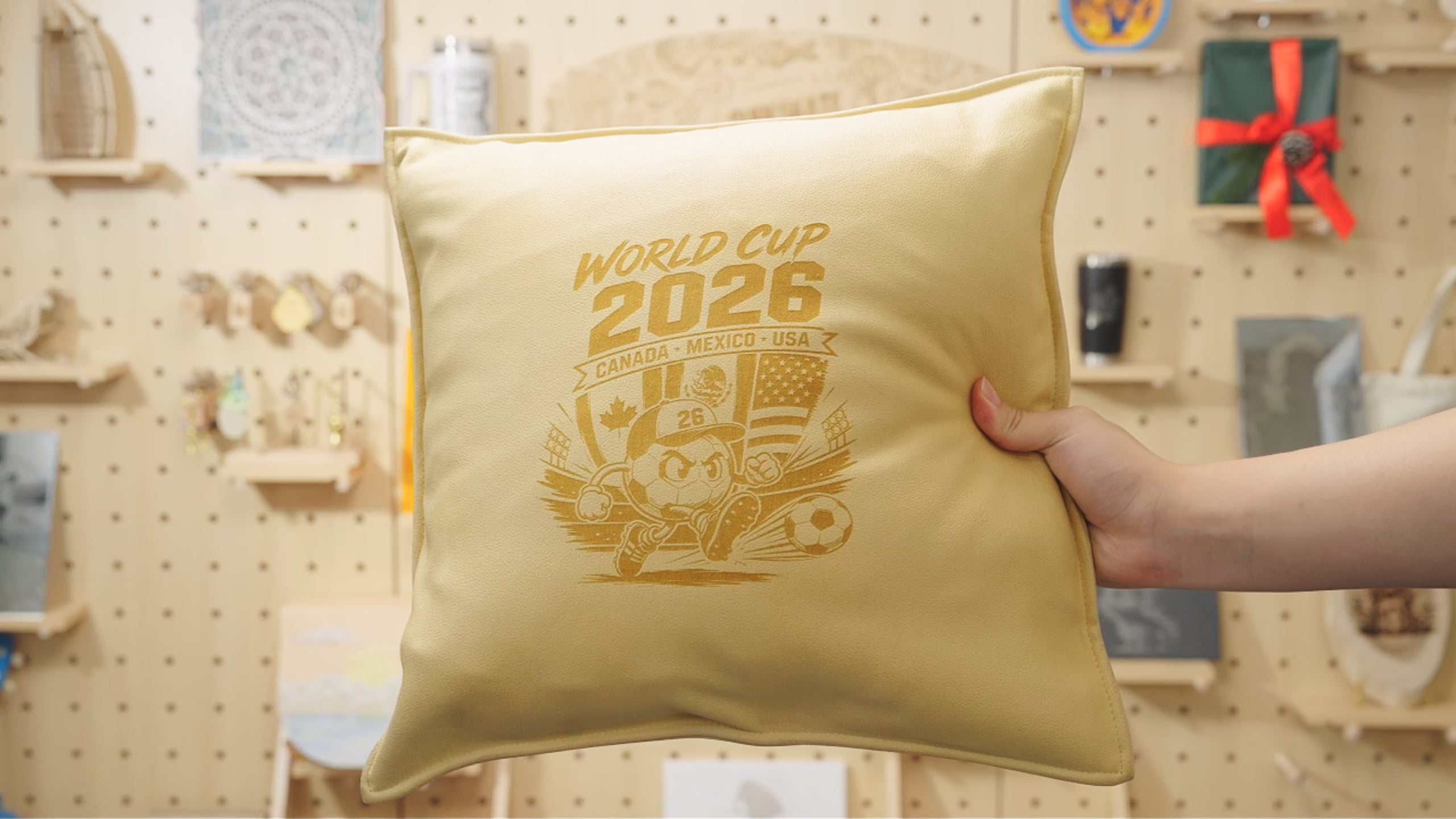 Laser Engraved Leather Pillow