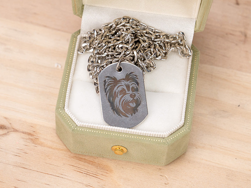 Curated visual reference: Laser Engraved Metal Pet Necklace Photo Inspiration