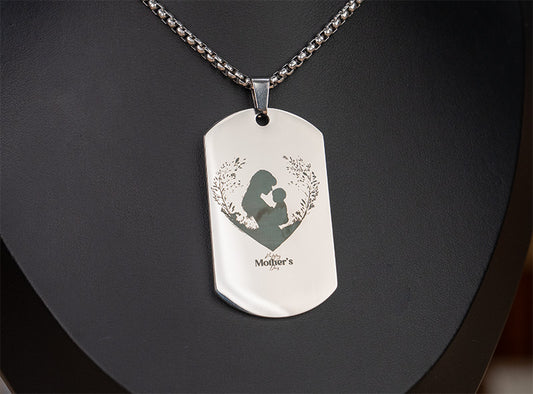 Laser Engraved Mother's Day Metal Necklace