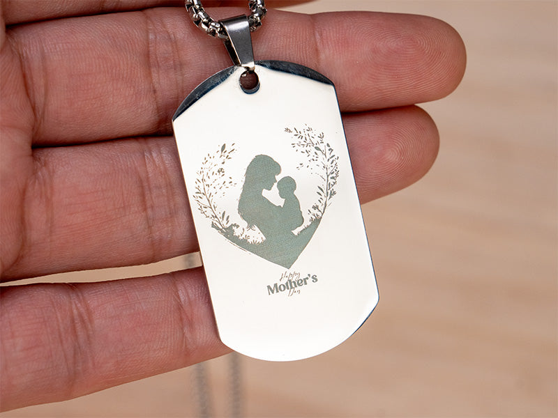 Laser Engraved Mother's Day Metal Necklace