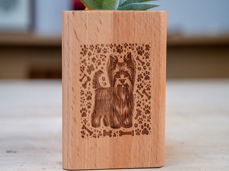 Laser Engraved Wood Plant Pots