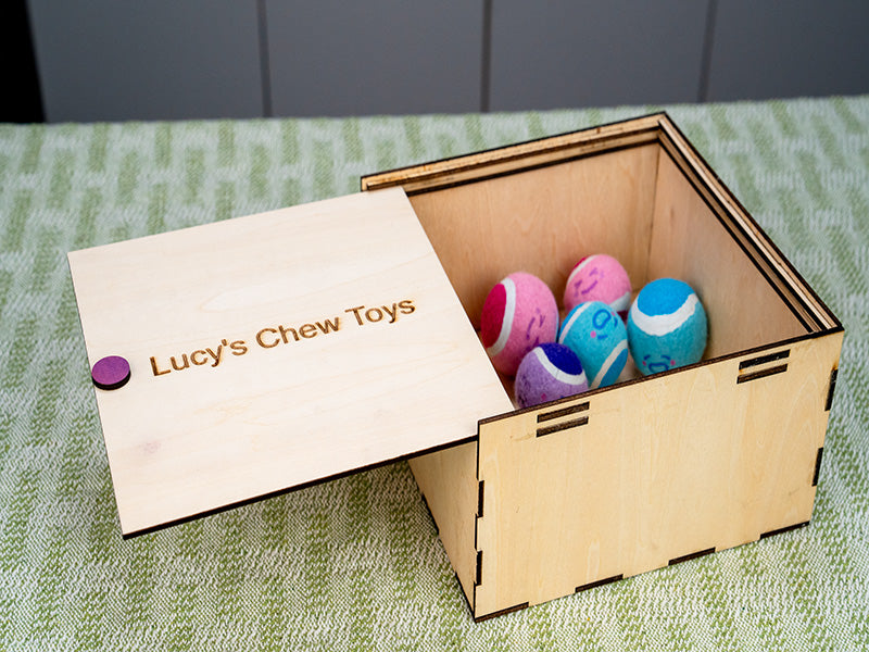Laser Engraved Wooden Pet Toy Box