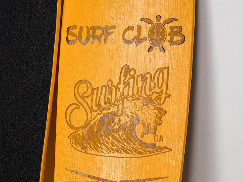 Laser Engraved Wooden Surfboard Skateboard